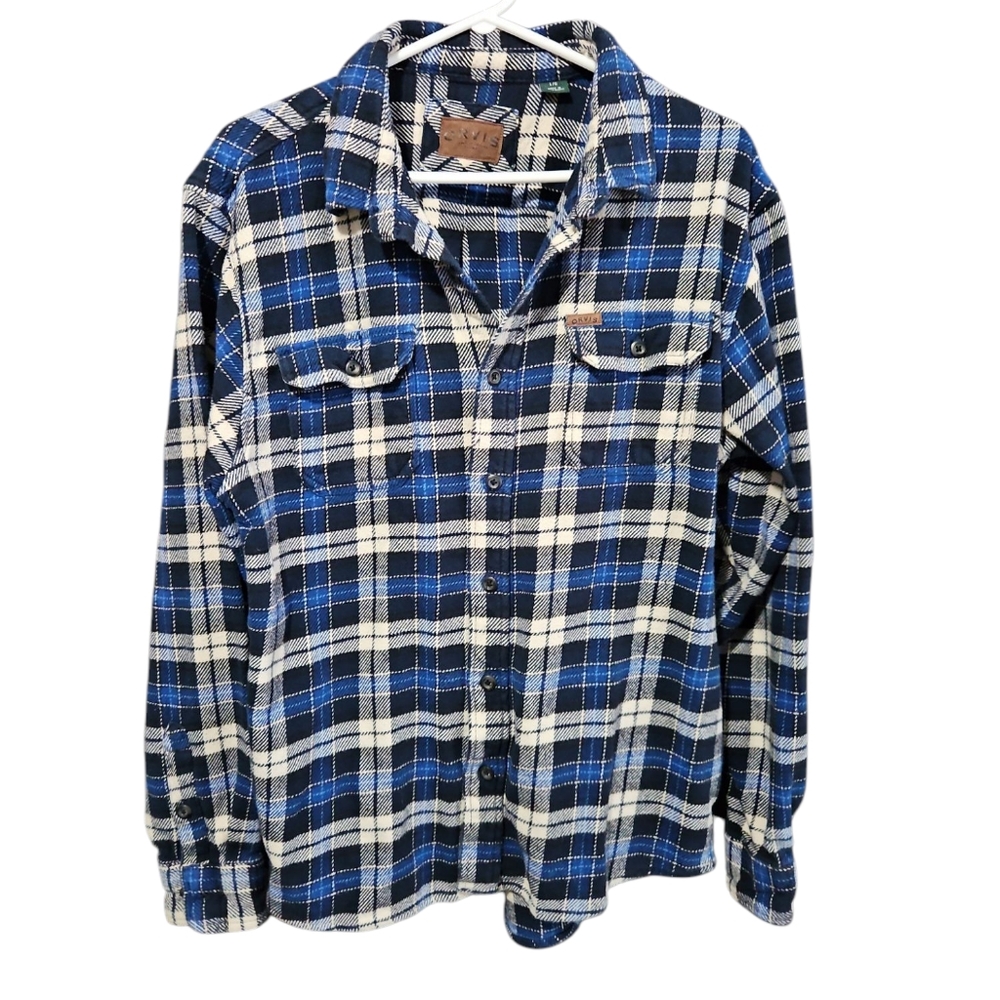 Orvis Large Men's Blue White Black Plaid Men's Jacket Shacket